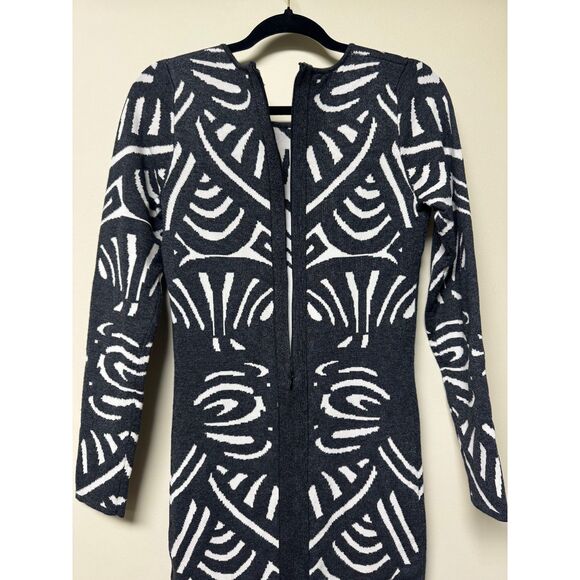 PARKER Aztec Bodycon Sweater Dress Shimmer Black/White, Sz M - Picture 6 of 9